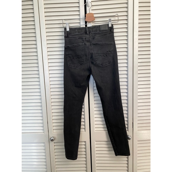 AEO Curvy High Rise Jeggings Jeans Gray Black Stretch Distressing size 2 - Picture 2 of 12